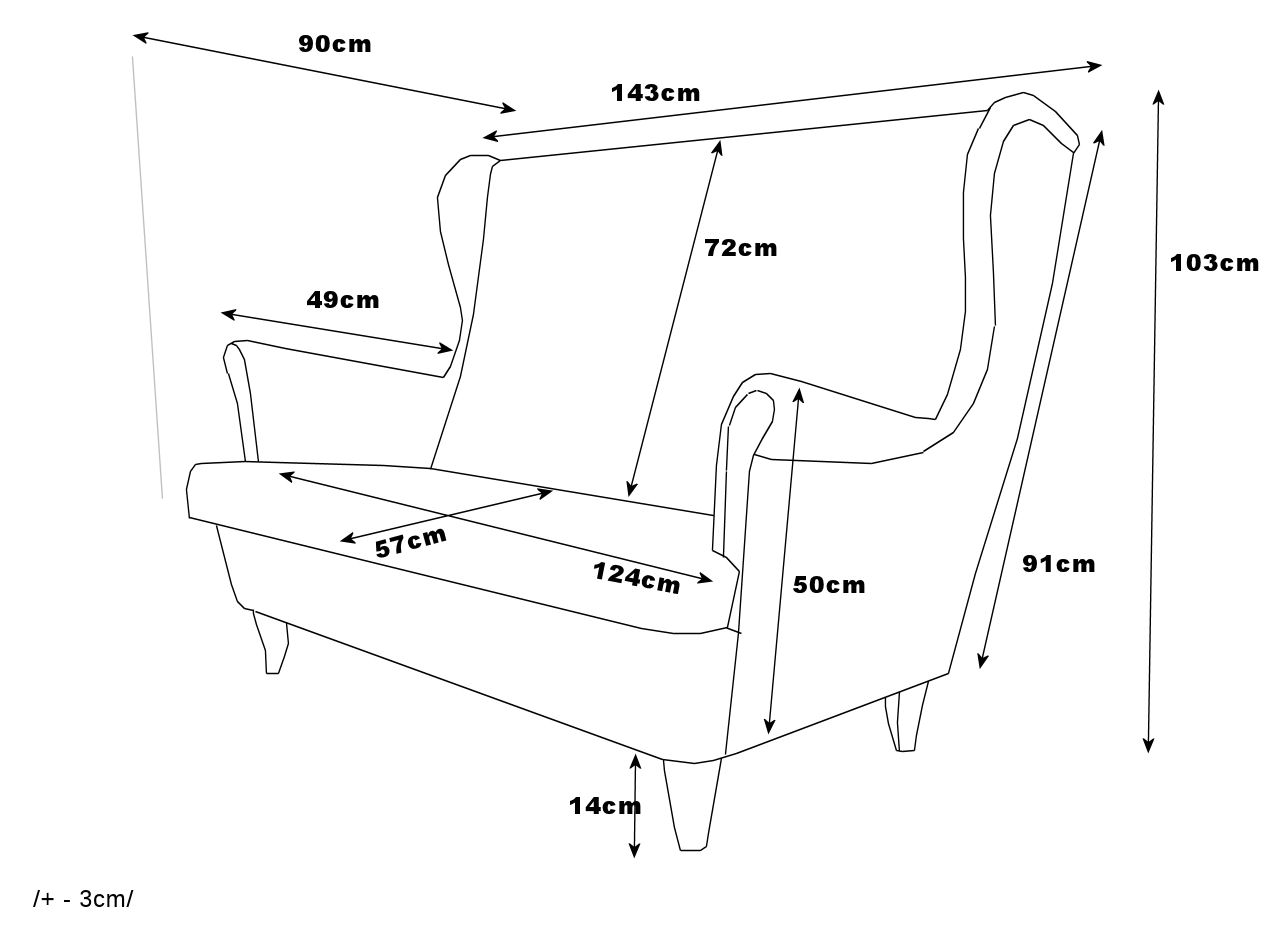 duza 2 osobowa sofa uszak